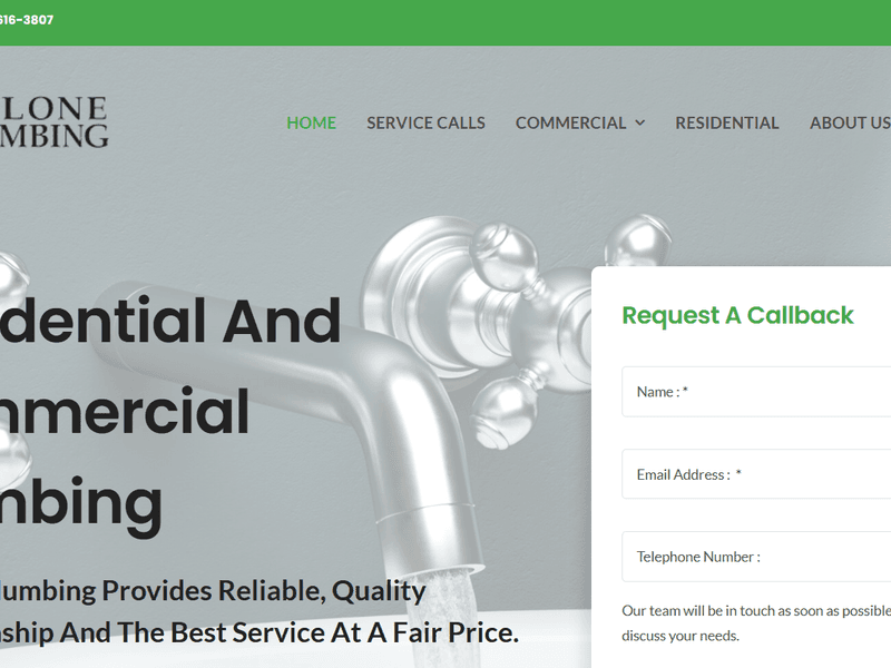 Malone Plumbing — website screenshot