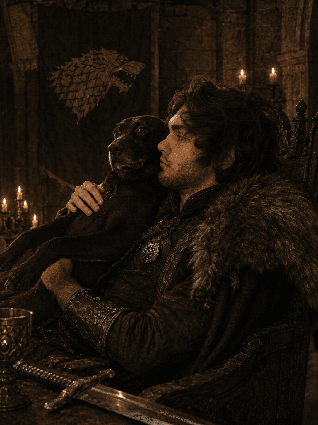 Cody Wortman — robed lord with his hound by candlelight